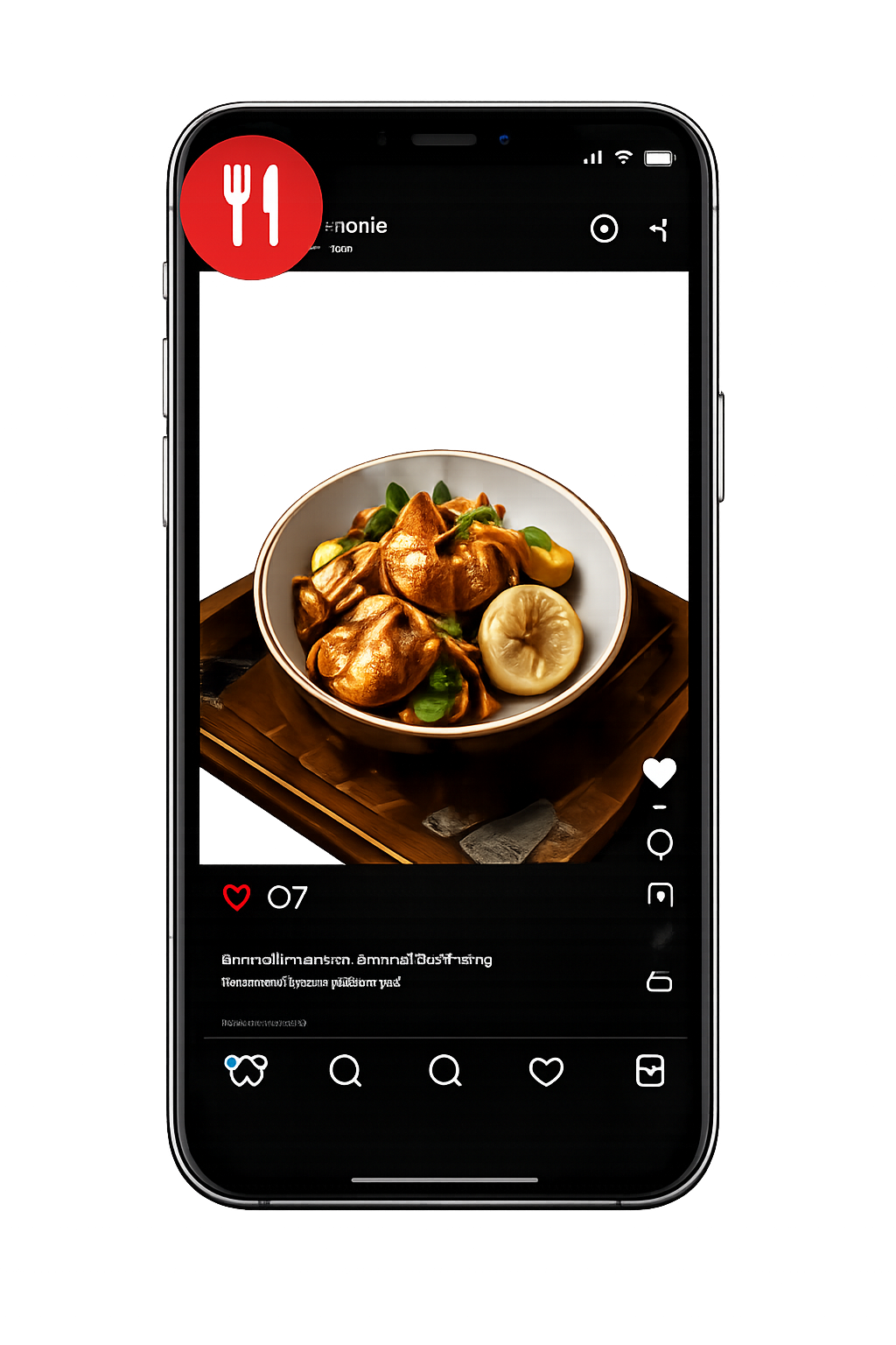 Restaurant social media app on a phone